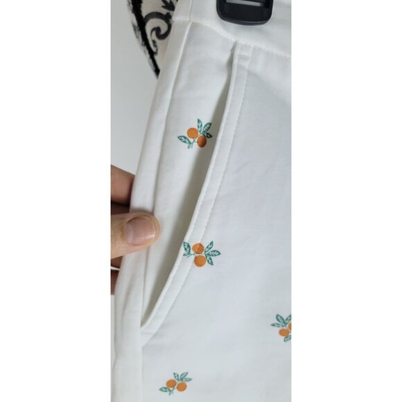 Rachel Zoe White Straight Leg Dress Pants Sz 4 Croped With Fruit Print - Picture 5 of 11